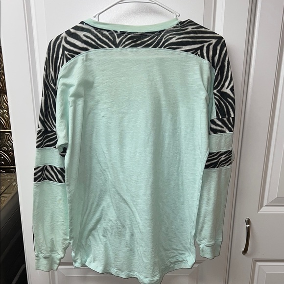 PINK Mint Green Zebra Print Shirt, XS - Picture 3 of 5